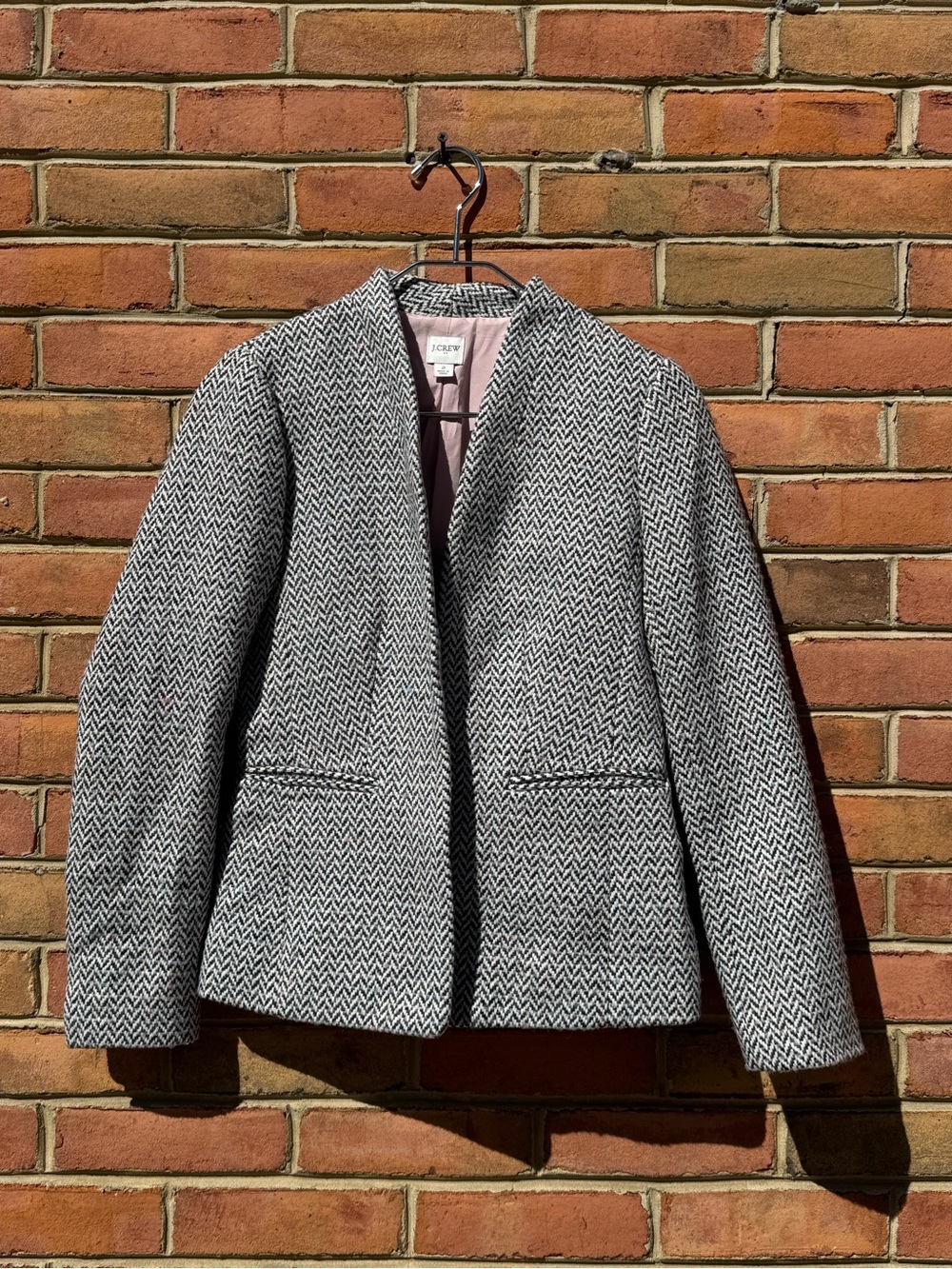 J.Crew Broadway Blazer in Black & White Herringbone Chevron – Size 2